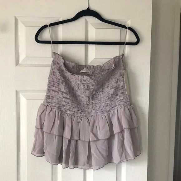 RD STYLE Smocked Tiered Mini Skirt Violet Ice Large - Picture 3 of 7